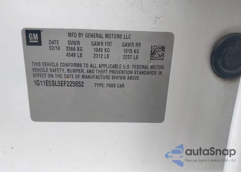 2014 Chevrolet Malibu 2Lt z USA, uszkodzony, nr VIN 1G11E5SL5EF225652